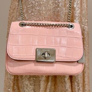 Coach Cassidy Pink Crocodile-embossed Leather Crossbody bag